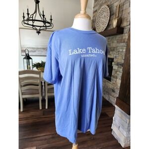 Lake Tahoe Unsalted No Sharks Comfort Colors‎ Blue Graphic T-Shirt Large NWT